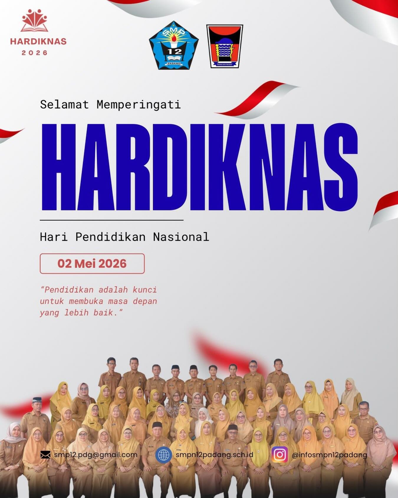 “Di setiap langkah belajar, ada harapan yang tumbuh. Di setiap ilmu, ada masa depan yang dibangun. Selamat Hari Pendidikan Nasional 2026!” @disdikbud_padang